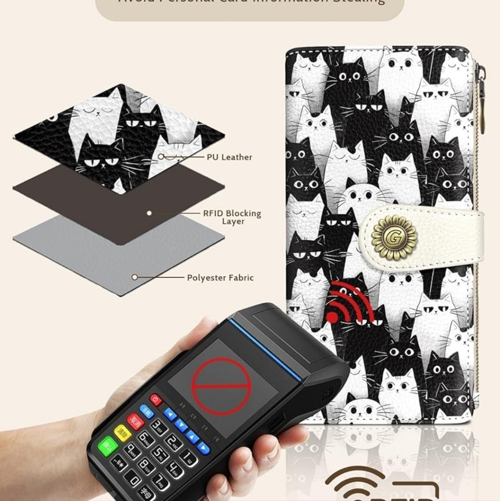 Cat Pattern RFID Blocking Wallet Case